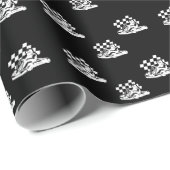 Papier Cadeau Allez karting, course voiture garçon anniversaire (Coin rond)