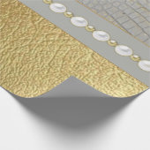 Papier Cadeau Alligator blanc et or de luxe caché (Coin)