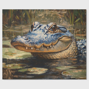 Papier Cadeau Alligator dans la page de découpage de la faune de