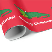 Papier Cadeau Alligator dans un casquette de Père Noël (Coin rond)