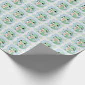 Papier Cadeau Alligator Vert Bébé Pastel Aquarelle Motif (Coin)