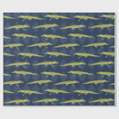 Papier Cadeau Alligator Vert Marine Bleu Motif (Plat)