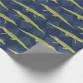Papier Cadeau Alligator Vert Marine Bleu Motif (Coin)