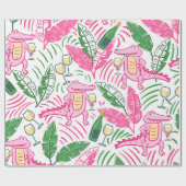 Papier Cadeau Alligator Vin rose vert Preppy (Plat)