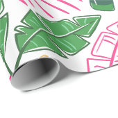 Papier Cadeau Alligator Vin rose vert Preppy (Coin rond)