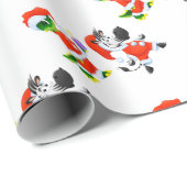 Papier Cadeau Alligators de Noël et zèbres à Père Noël (Coin rond)