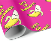 Papier Cadeau Allons Bananes, Rose Clair (Coin rond)