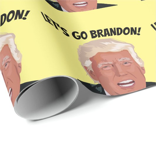 PAPIER CADEAU ALLONS BRANDON ! PAPIER D'ANNIVERSAIRE TRUMP (Coin rond)