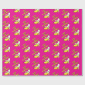 Papier Cadeau Allons-y bananes, rose vif (Plat)