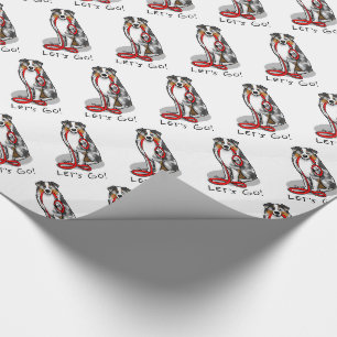 Papier Cadeau Allons-y ! Berger australien (bleu merle tan/w 1)