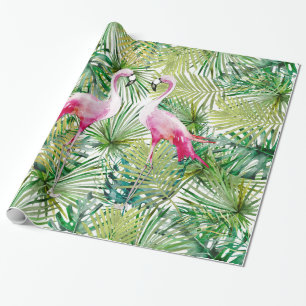 Papier Cadeau Aloha Flamant rose Oiseau animal dans la jungle