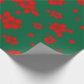 Papier Cadeau Aloha Hawaii Rouge sur le Motif de Noël vert (Coin)