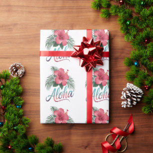 Papier Cadeau Aloha îles hawaïennes Hawaï Fleur d'Hibiscus