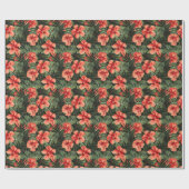 Papier Cadeau Aloha Ula Red Hibiscus Floral Pattern (Plat)