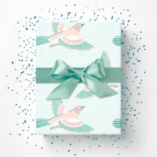 Papier Cadeau Alouette dans Teal et Flamingo