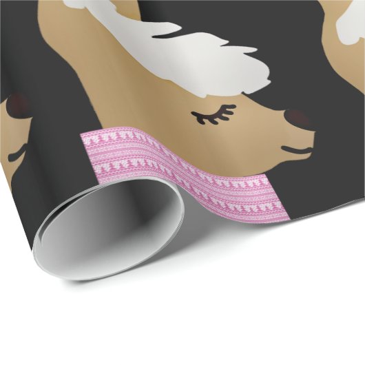 Papier Cadeau ALPACA LAMA NOËL Papier à envelopper (Coin rond)
