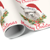 Papier Cadeau Alpaca sourires AJOUTER LE NOM Joyeux Noël Llama (Coin rond)