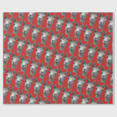 Papier Cadeau Alpaga sur le papier rouge (Plat)
