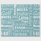 Papier Cadeau Alphabet phonétique Motif bleu et blanc (Plat)