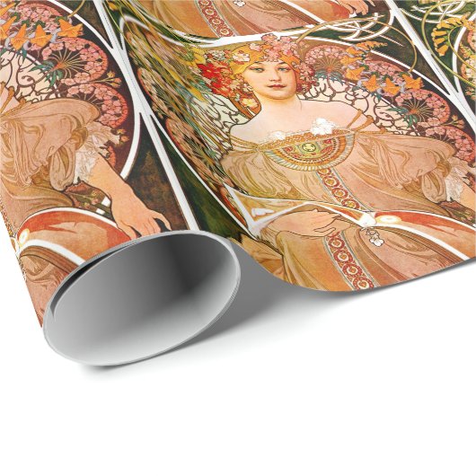 Papier Cadeau Alphonse Mucha Dreaming (Coin rond)