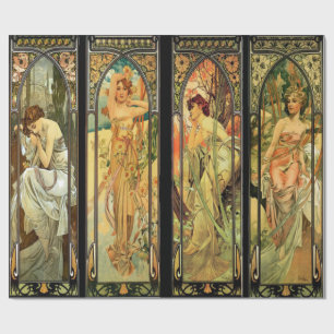 Papier Cadeau Alphonse Mucha, Jolies Dames, Art Déco