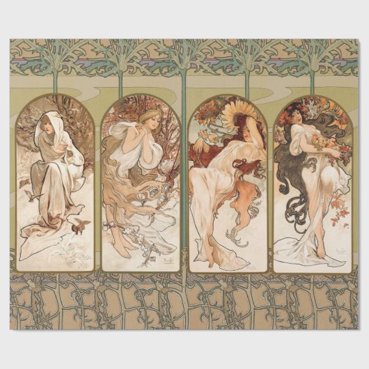 Papier Cadeau Alphonse Mucha The Seasons 1897 Art Nouveau (Plat)