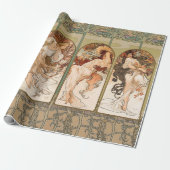 Papier Cadeau Alphonse Mucha The Seasons 1897 Art Nouveau (Déroulé)