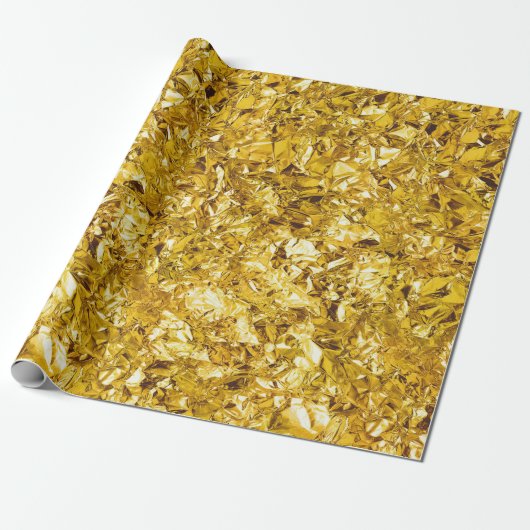 Papier Cadeau Aluminium Foil Lemonade Jaune Metallic Rincé (Déroulé)