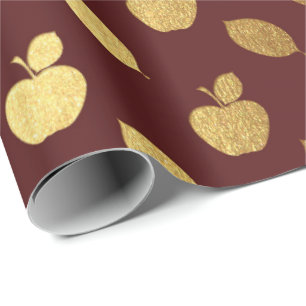 Papier Cadeau Aluminium métallique marron de fruits de Bourgogn