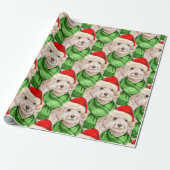 Papier Cadeau Amant chien de Noël Champagne Cockapo Wrapp (Déroulé)