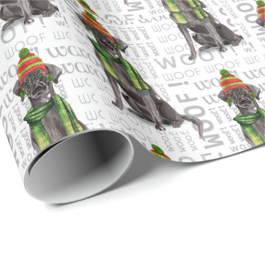 Papier Cadeau Amant chien Noël Noir Labrador Retriever (Coin rond)