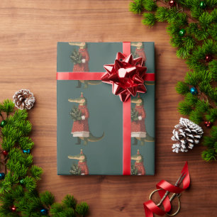 Papier Cadeau Amant de crocodile de Noël d'alligator Vacances dr