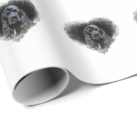 Papier Cadeau Amant noir de cocker (Coin rond)