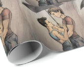 Papier Cadeau Amants sous la pluie (Coin rond)