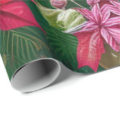 Papier Cadeau Amaryllis Fleurs et pins (Coin rond)