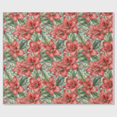 Papier Cadeau Amaryllis géant rouge pour les Fêtes (Plat)