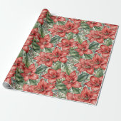 Papier Cadeau Amaryllis géant rouge pour les Fêtes (Déroulé)