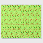 Papier Cadeau Amateur de chat vert Noël (Plat)