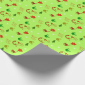 Papier Cadeau Amateur de chat vert Noël (Coin)