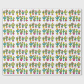 Papier Cadeau Amateurs de cactus mignons (Plat)