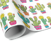 Papier Cadeau Amateurs de cactus mignons (Coin rond)