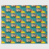 Papier Cadeau Amateurs de chouette avec parapluie et boîte de ch (Plat)