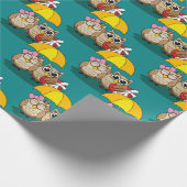 Papier Cadeau Amateurs de chouette avec parapluie et boîte de ch (Coin)