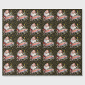 Papier Cadeau Amateurs de pêche Noël Père Noël (Plat)