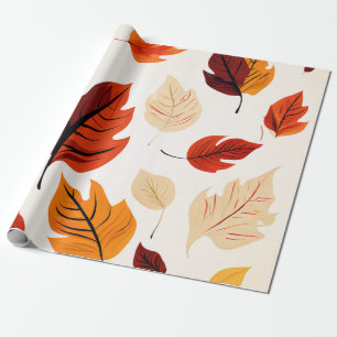 Papier Cadeau Amber Grove : Feuilles Rustiques D'Automne