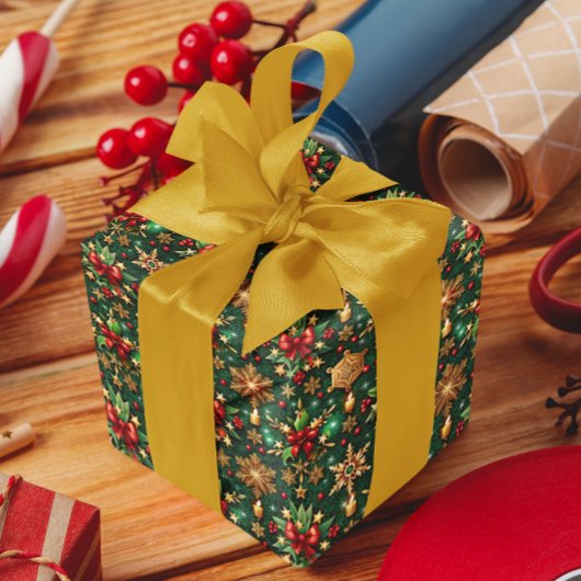 Papier Cadeau Ambiance de Noël Colorée Motif Festif