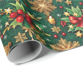 Papier Cadeau Ambiance de Noël Colorée Motif Festif (Coin rond)
