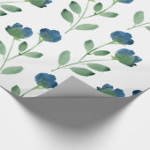 Papier Cadeau Ambiance florale d'Indigo bleu et vert (Coin)