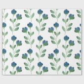 Papier Cadeau Ambiance florale d'Indigo bleu et vert (Plat)