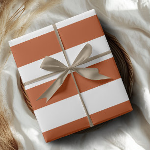 Papier Cadeau Ambre Rouillé et Rayures Horizontales Blanches Lar